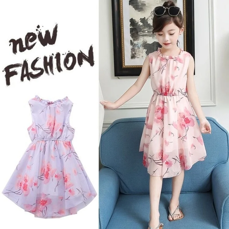 Платье для девочек летние платья 2022 повседневный пляжный сарафан Подростковая