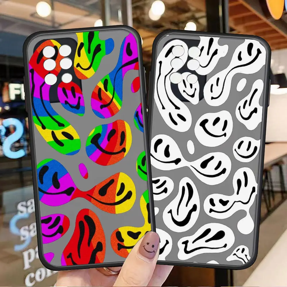

Fashion Funny Trippy Smiley Face Matte Case For Tecno Hot 12i 12 11s 11 10s 10i 10 9 8 Play Snfc Smart 6 5 4 HD S5 Black Cover