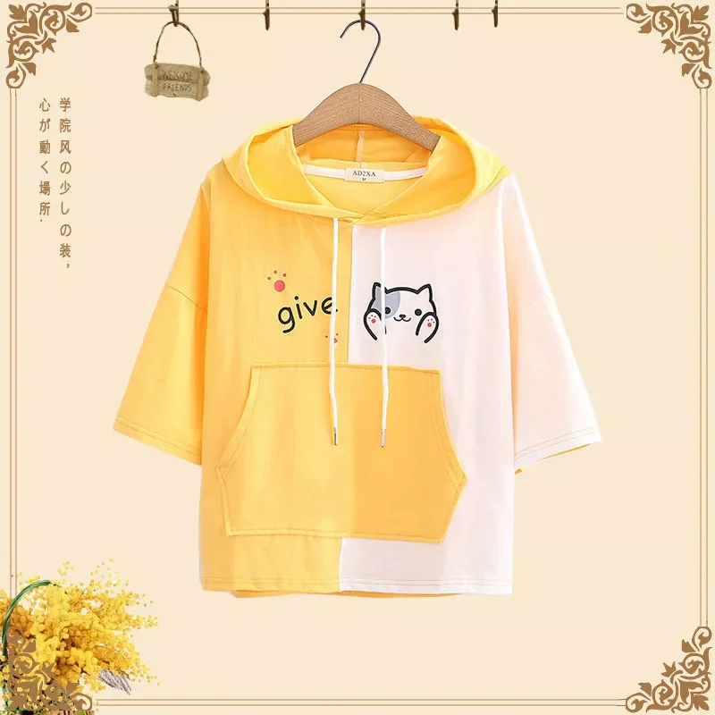 

egirl goth thick autumn and summer Korean style loose hoodie kawaii ears Japanese style harajuku lolita cosplay hooded