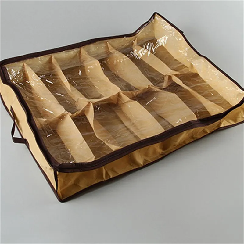 

Shoes Organizer 12 Pair Under Bed Clothing Pockets Socks Storage Box Tidy Bag