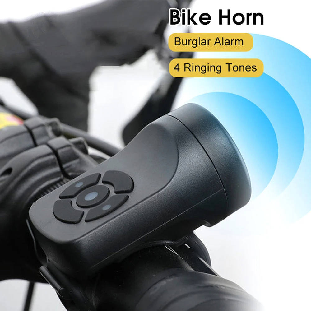 

120db Bike Ring Bell 4 Sound Modes Electronic Loud Horn Anti-theft USB Rechargeable Warning Safety MTB Handlebar Alarm Rings