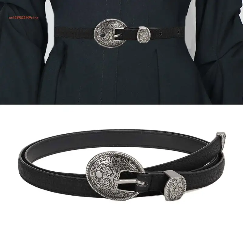 

Резной цветочный пояс с пряжкой, регулируемый пояс для женщин, джинсовая юбка, пальто