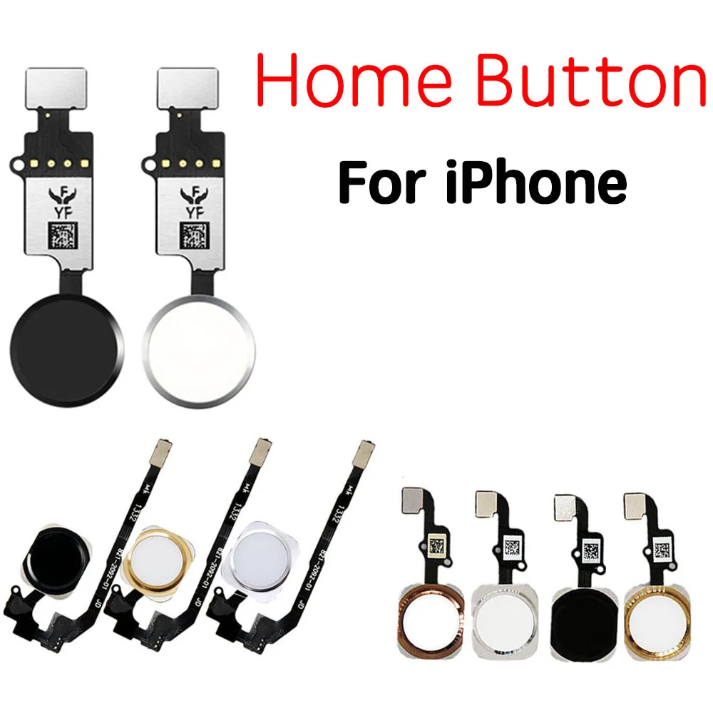 Home Button For iPhone 5 5c 5s 6 6P 6s 7 7P 8 Plus Homebutton Key Fingerprint Scanner Return With Flex Cable Repair Replacement