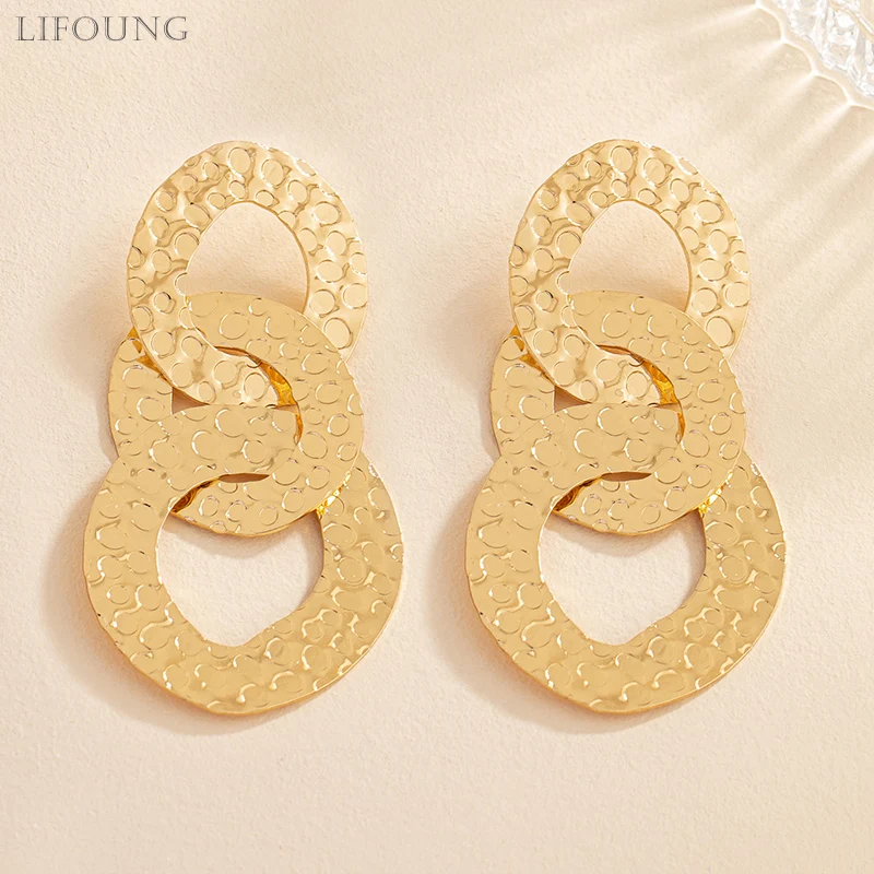 Большие металлические серьги-подвески в виде колец для женщин стиле панк новый