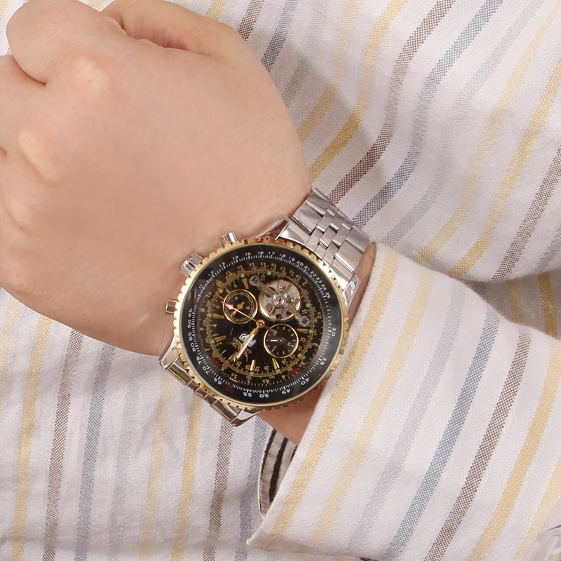 JARAGAR Механические мужские часы с турбийоном