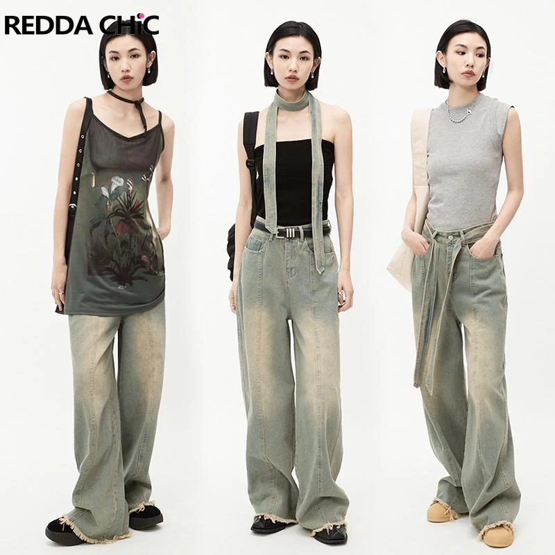 

Женские джинсовые широкие брюки REDDACHiC в стиле 90-х с эффектом потертости