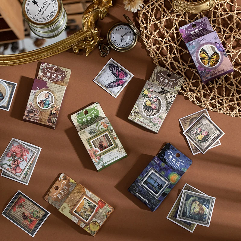 40 шт. винтажные стикеры в виде сказочных цветов |