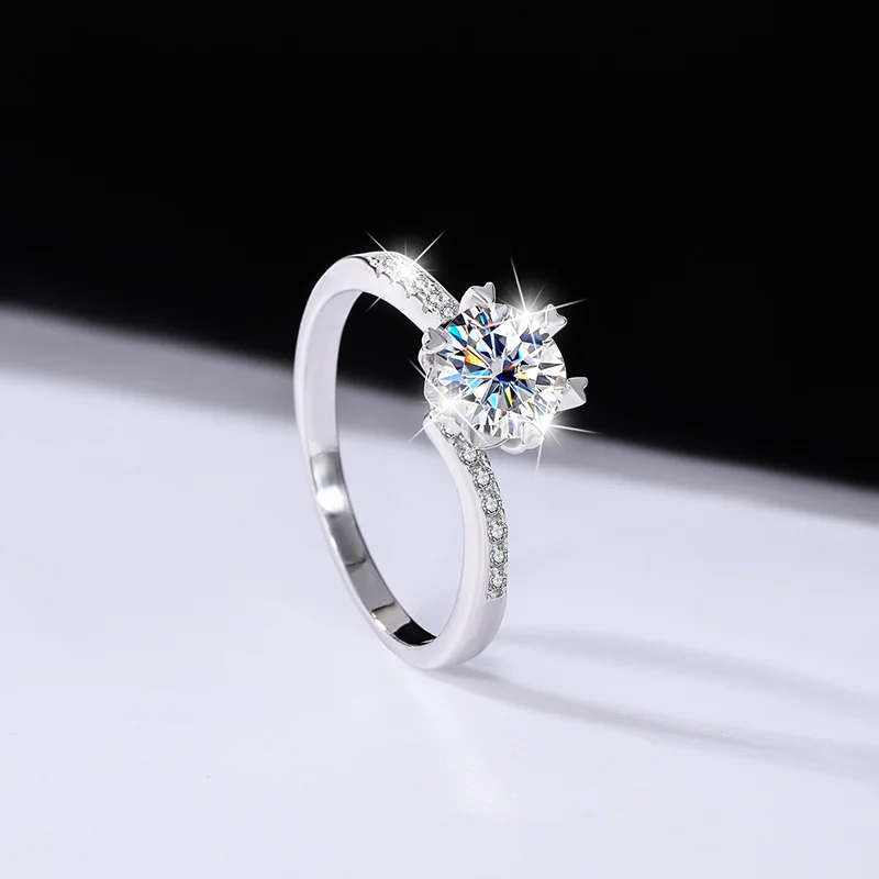 S925 Sterling Silver Ring Twist Arm Snowflake moissanite Ring High end Fashion Women's Ring rings