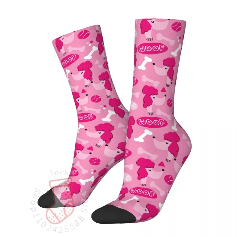 

Funny Cute Poodle Animal Dog Socks Polyester Crew Socks for Women Men Non-slip