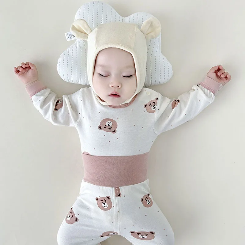 Фото Детская Пижама MILANCEL, домашняя одежда для детей 0-3 лет, осень 2024, ночная одежда с мультяшным принтом для девочек, одежда для сна из 2 предметов для маленьких мальчиков №5