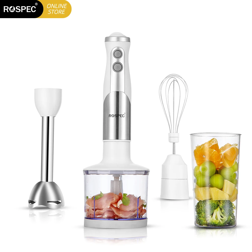 Rospec 4In1 High-Performance Immersion Hand Blender With 800 W Blender, Chopper And Juicer Cup Stainless Steel Ice Cream Knife