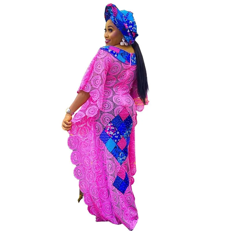Muslim Abaya 2 Piece Sets New Dashiki African Dresses For WomenTraditional Fashion Lace Loose Bat Robe Big Size Boubou Africain