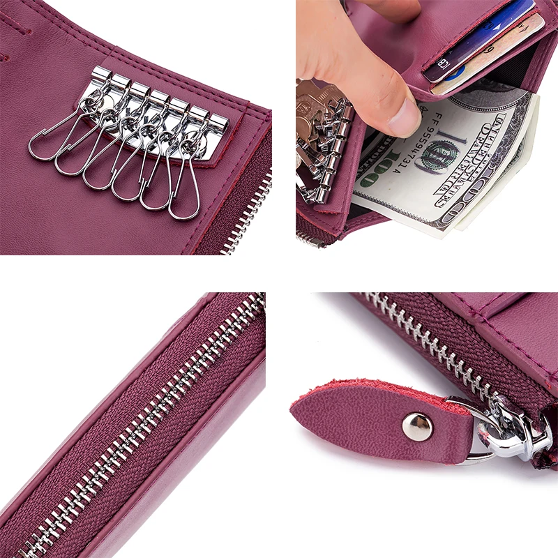 Brand Design Premium Leather Women Fashion Minimalist Key Holder Case 2022 New Keychains Housekeeper Keys Organizer Key Wallets