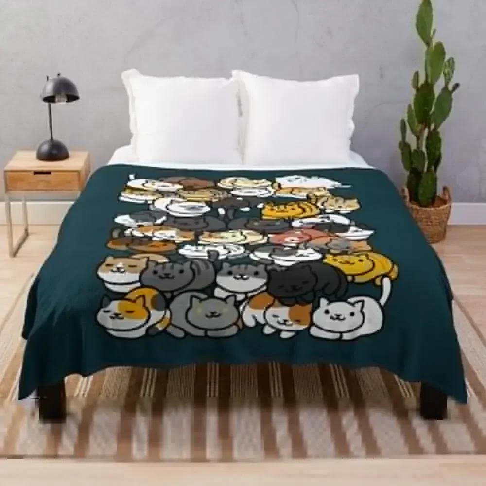 Одеяло Neko Atsume Sleepy Kitties индивидуальный подарок волосатые пляжные одеяла