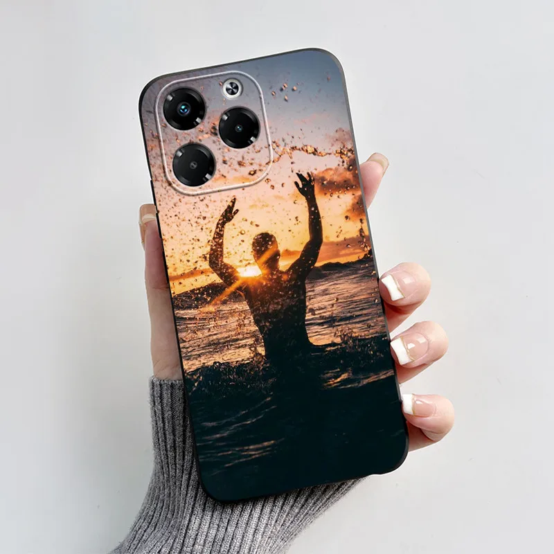 Чехол для Infinix Note 40X 5G черный матовый 2024 мягкий силиконовый защитный чехол с