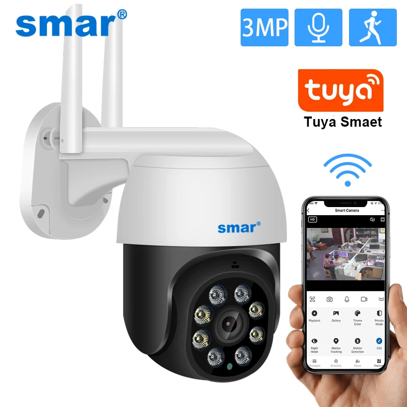 

Беспроводная купольная IP-камера Smar 3 Мп PTZ с Wi-Fi и 5-кратным увеличением