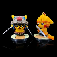 demon slayer action figures agatsuma zenitsu inosuke cosplay pikachu 15cm anime collection model toys for kid christmas gift