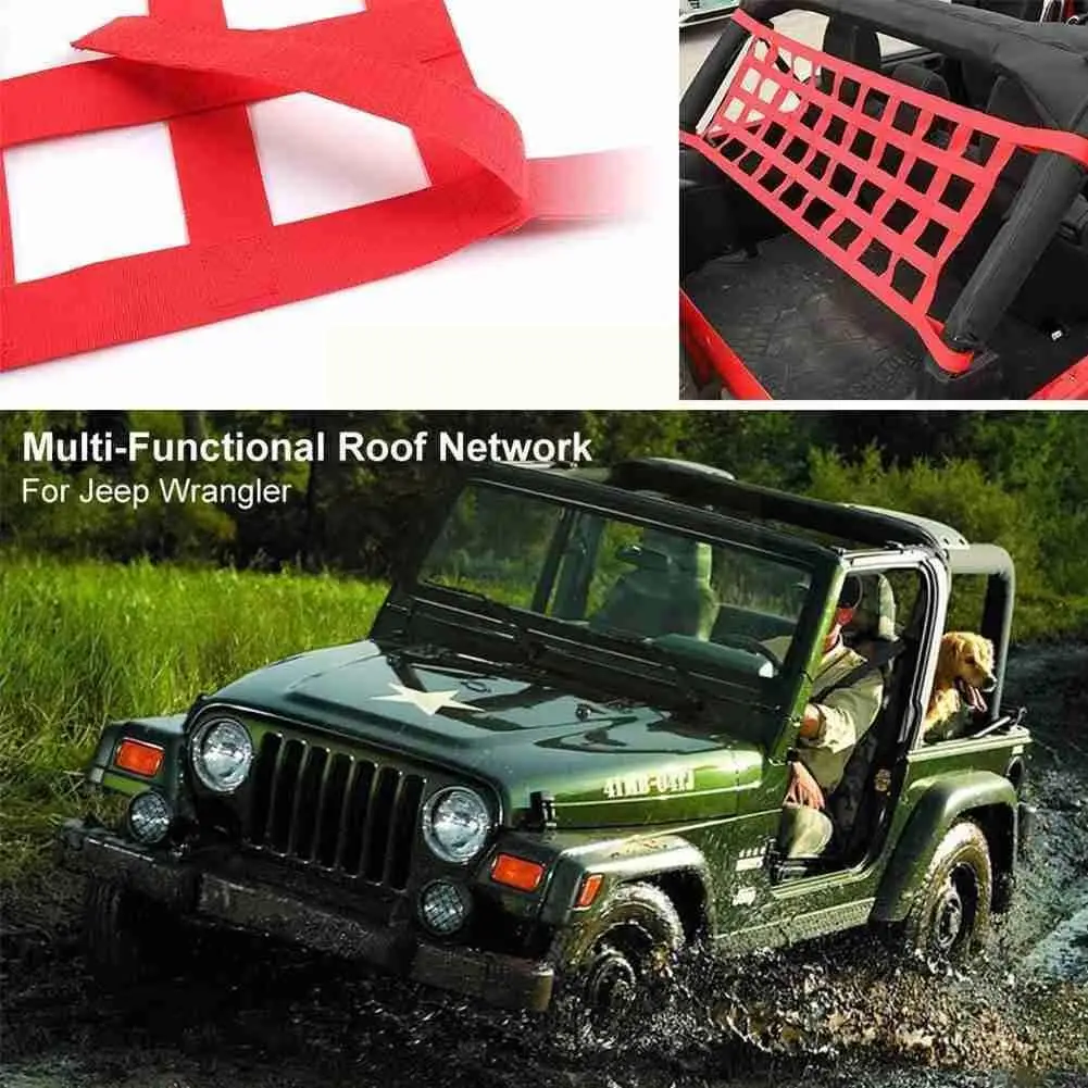 

Multifunction Retrofit Mesh Cargo Auto Car Roof Storage Net Tail Box Net Net Accessories For Tj Jk 07-18 P4n9