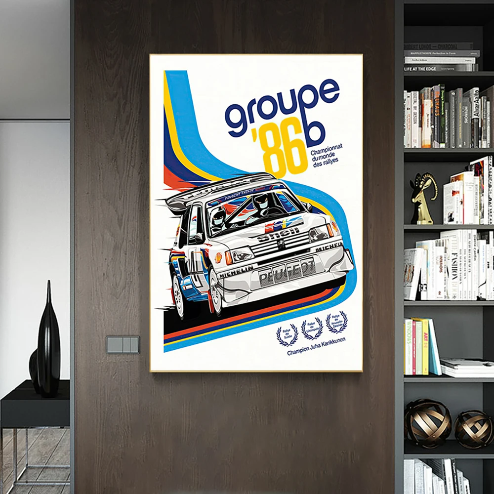 

Groupe 86 Racing Car Famous Canvas Paintings Print Modern Art Posters On The Wall Graffiti Pictures Cuadros For Room Decor