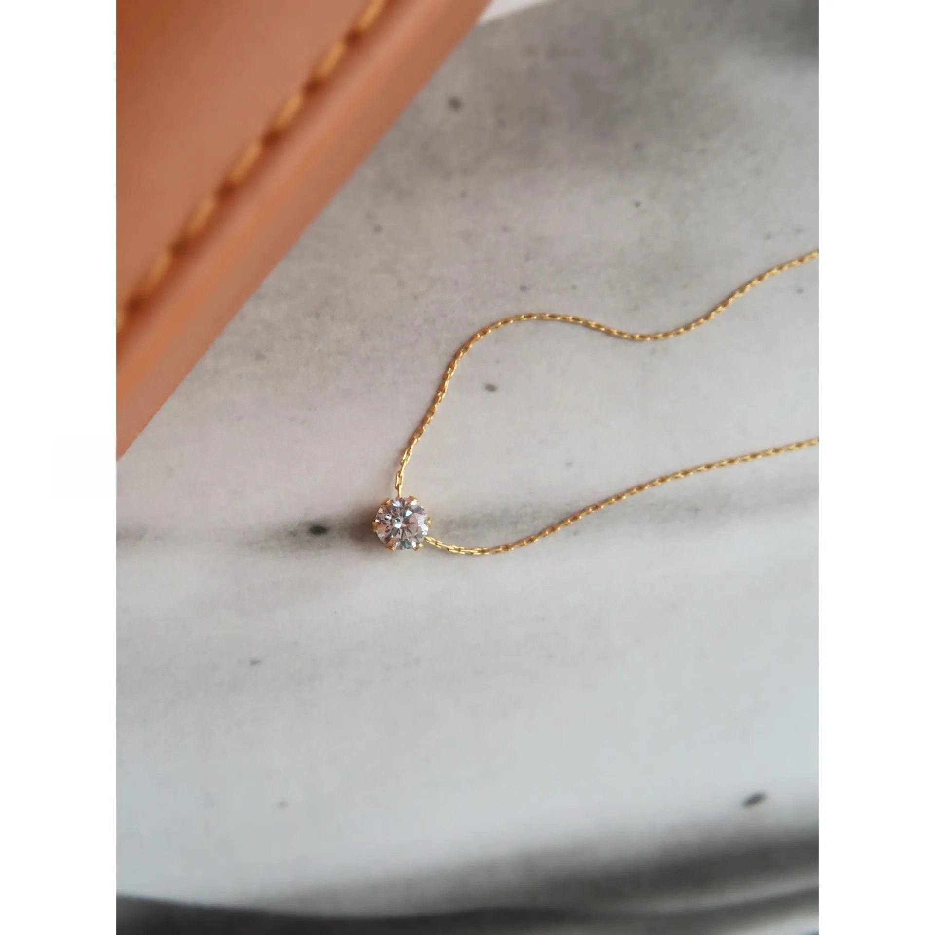 White Zircon Necklace Gold Color For Women Jewelry Pendant Collares Titanium Stainles Steel 18K Gold Choke Girl Popular Gifts