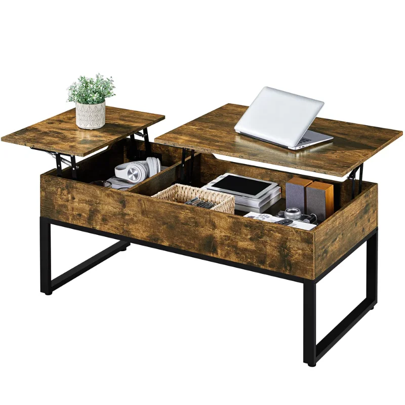 

Lift Top Coffee Table with Hidden Storage Compartments, Rustic Brown