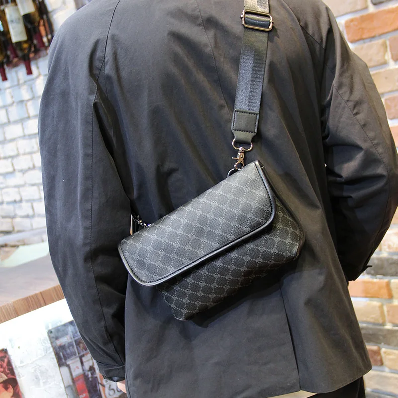 

Fashion Small Plaid Men s Crossbody Vintage Leather Messenger For Male Single Man Shoulder Bag Sling Backpack