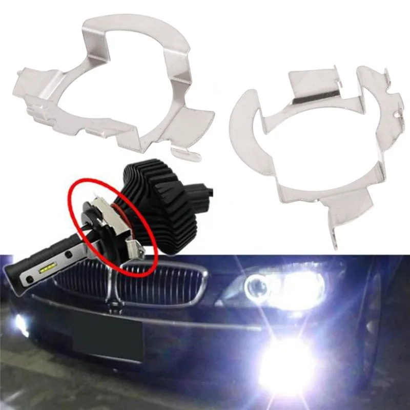 

2Pcs H7 Socket LED Headlight Lamp Bulb Stainless Steel Adapter Retainer Holder Durable
