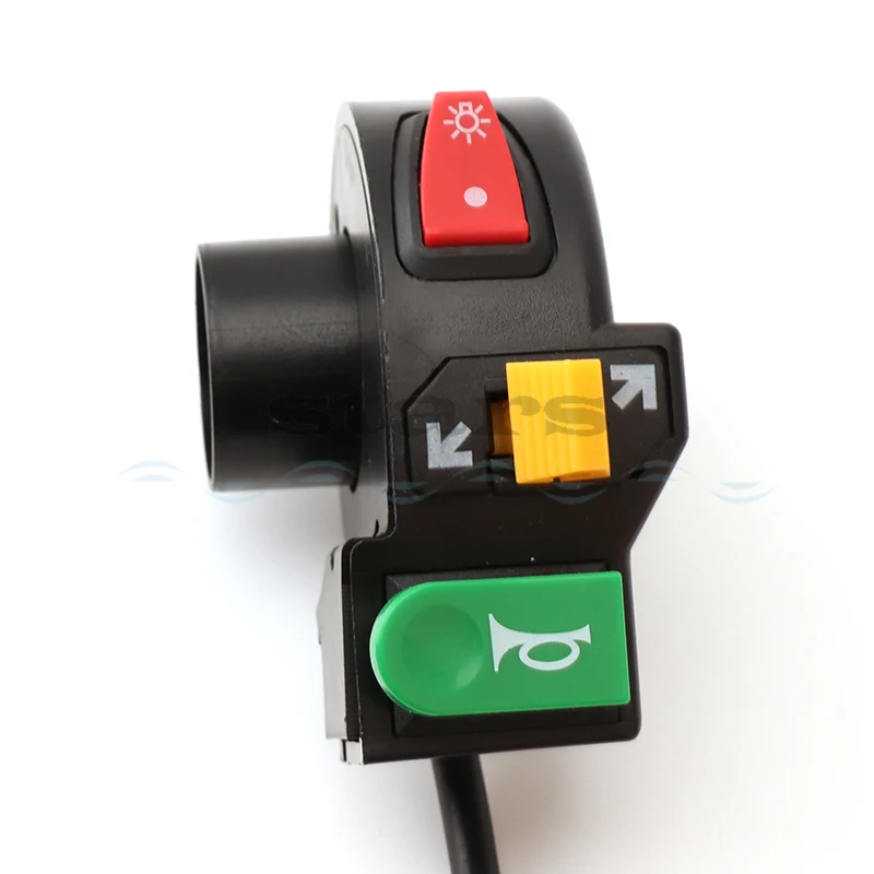 

3 in1 Motorcycle Switch Electric Bike Scooter ATV Quad Light Turn Signal Horn ON/OFF Button for 22mm Dia Handlebars Motorbike