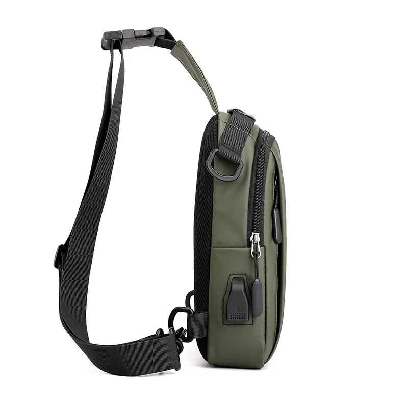 Stylish Men's Waterproof Chest Bag - Single Shoulder Sling, Multifunctional Outdoor Travel Backpack With Usb Charging Port