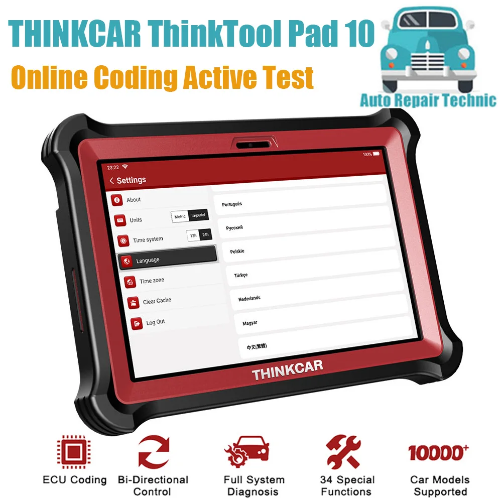 

Диагностический сканер THINKCAR THINKTOOL PAD 10, диагностический сканер для автомобиля, 34 дюйма, программирование TPMS, активное тестирование, кодирование ECU, сканер OBD2
