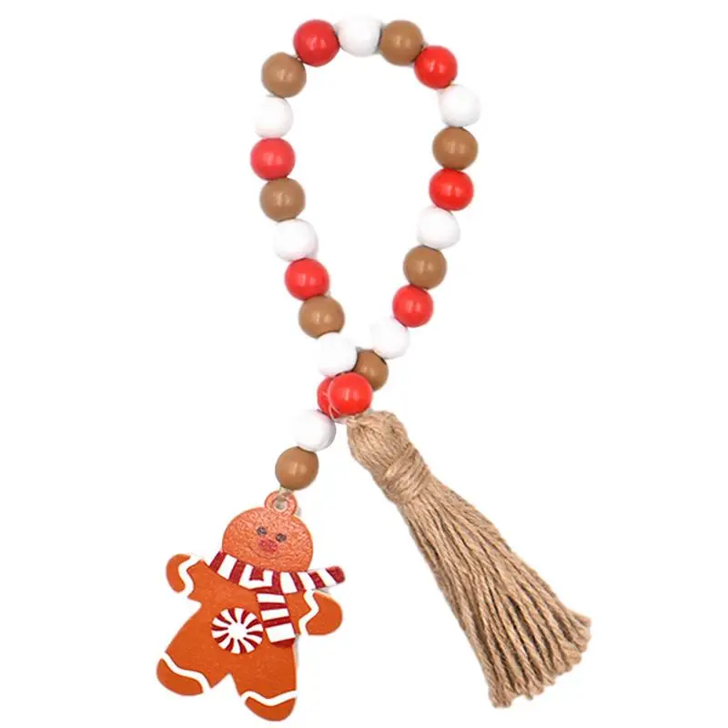 

Wood Bead Tassel Hanging Ornament Wood Bead Garland Wreath With Tassels Wall Hanging For Christmas Wedding Decor