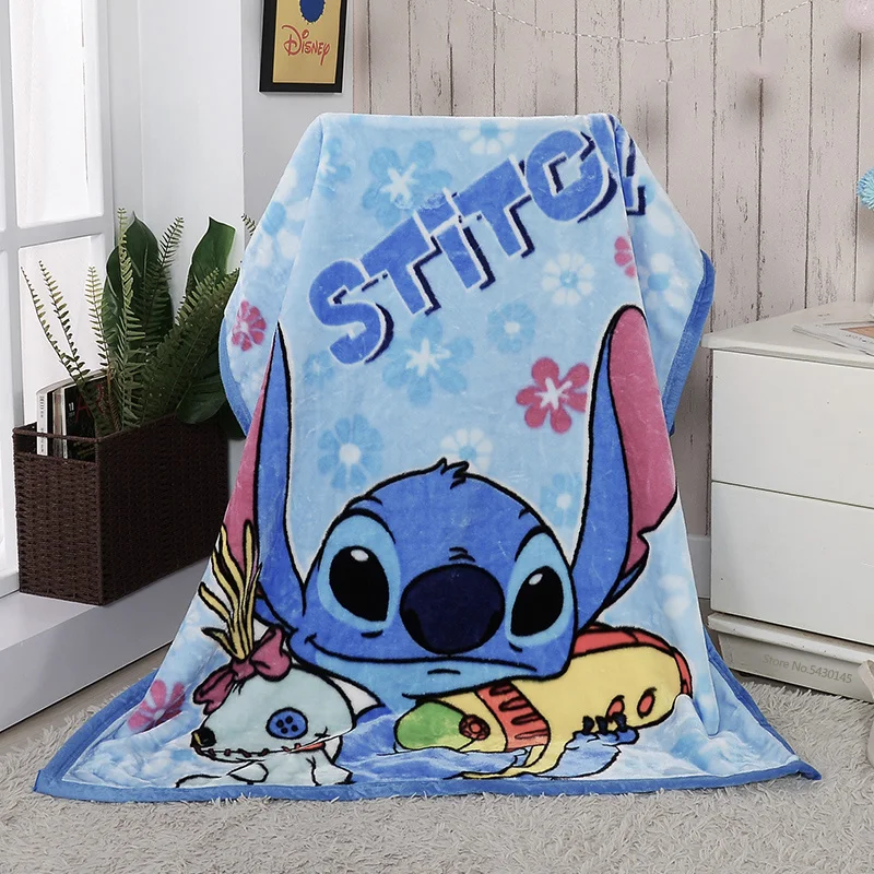 Disney Frozen Elsa Princess Mickey Mouse Stitch Plush Queen Size Blankets on Bed Sofa Plane Flatsheet Bedding Dropshipping