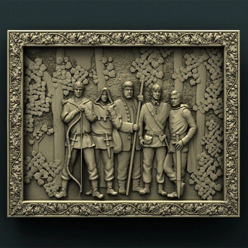 

Панель Robin Hood для художественной 3D-панели STL, рельеф для декора стен, ЧПУ роутер, круглая гравировка, поддержка ZBrush Artcam Aspire Cut3d