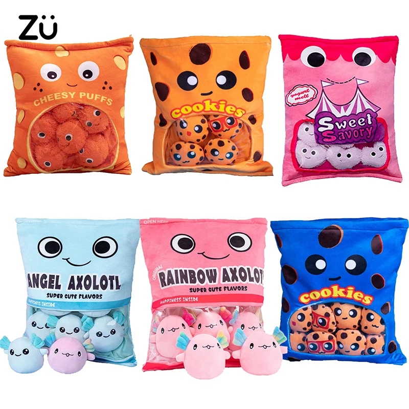 

ZU A Bag of Snacks Pillow Sweet Yogurt Cheesy Puffs Plush Toy Kids Child Birthday Christmas Gift Axolotl Hug Pillow