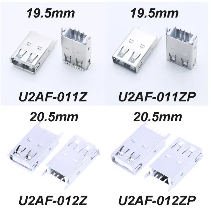 

10 шт./лот коннектор USB 2,0, гнездовой разъем, прямые ножки 180 градусов DIP H = 19,5 мм/20,5 мм