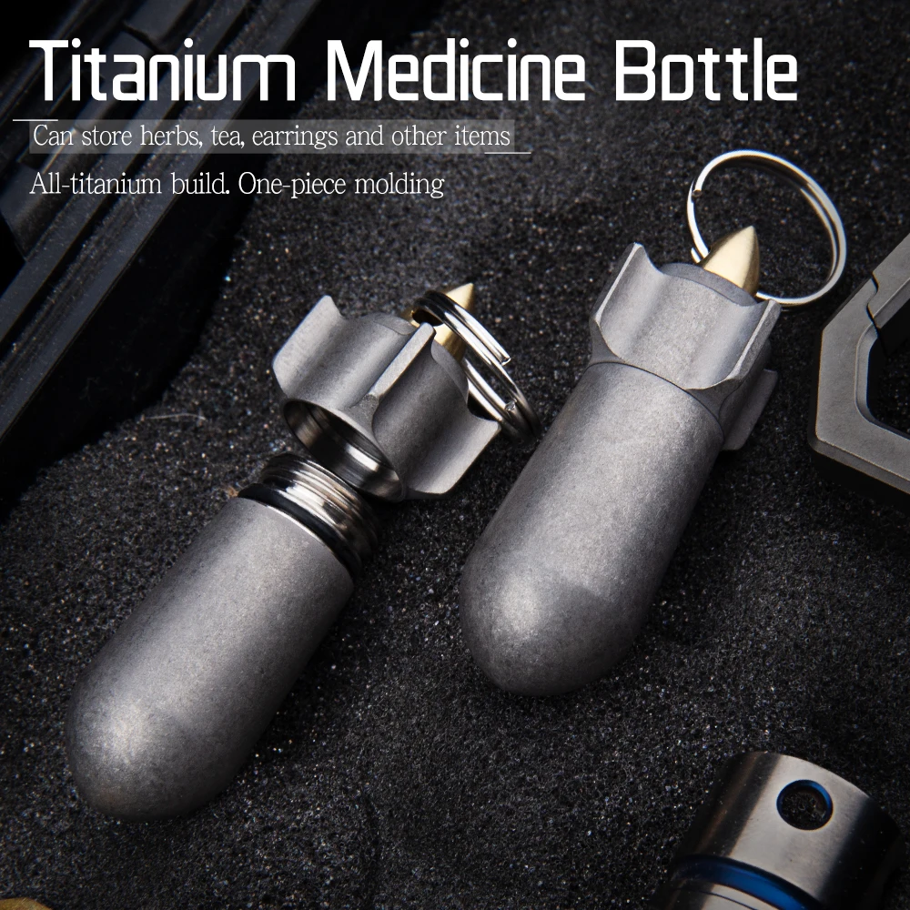 

Portable Mini Titanium Alloy Seals Bottle Waterproof Canister Medicine Bottles Outdoor EDC First Aid Supplies