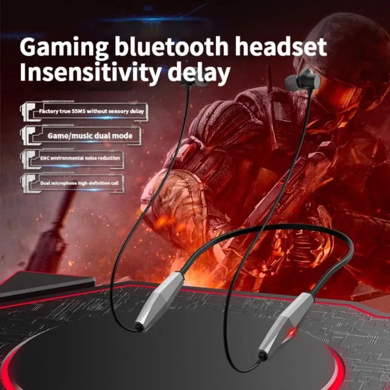 

Noise Cancelling Sport Headphone 240mah Hanging Neck Wireless Headset Waterproof Tws Earbuds Bluetooth-compatible 5.2 Earphones