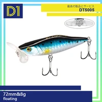 d1 popper fishing lures 72mm8g top water artificial bait laser hunt of snapper seabass hard plastic 3d eyes pesca surface lure