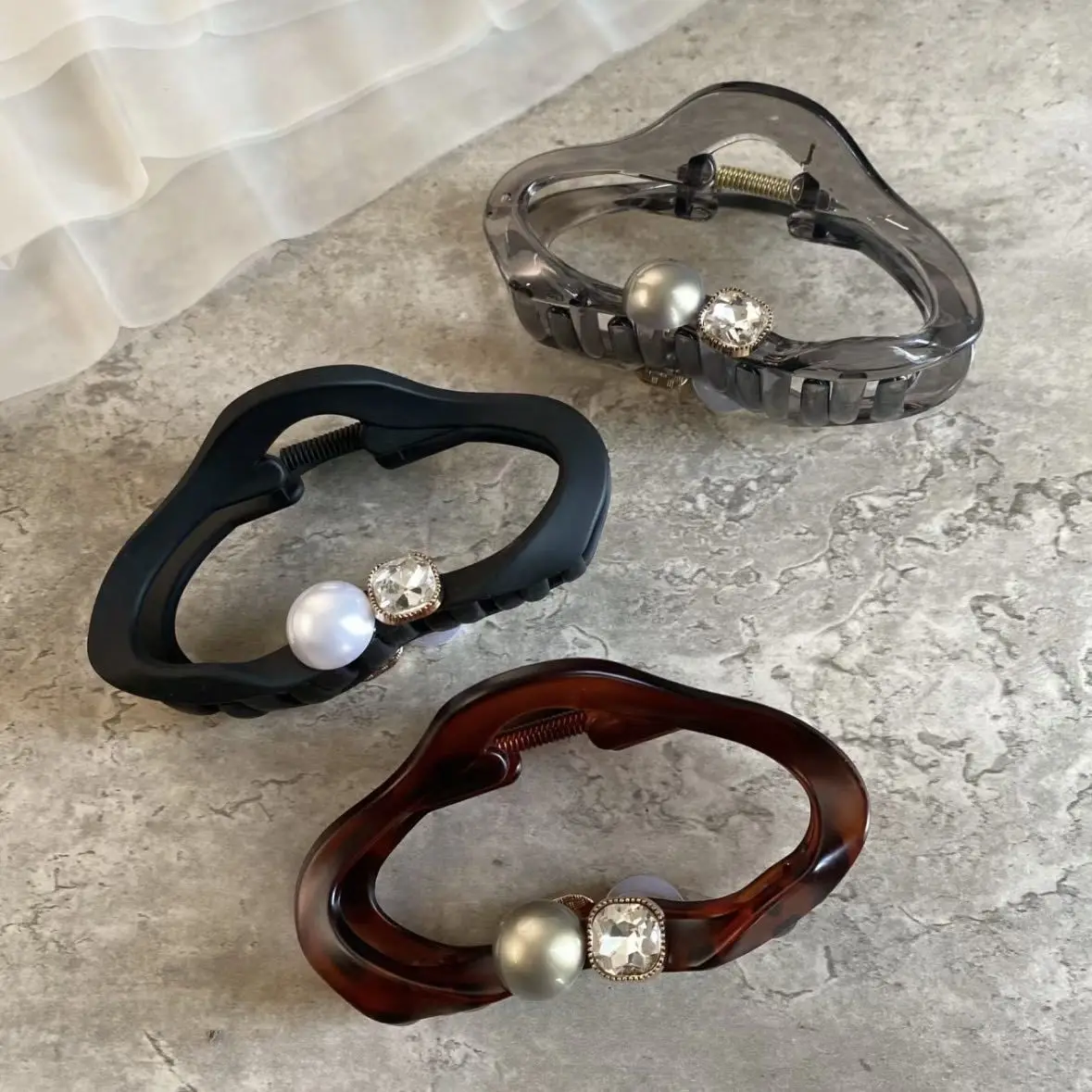 Корейский серый прозрачный облако большой захват-зажим простой женский зажим