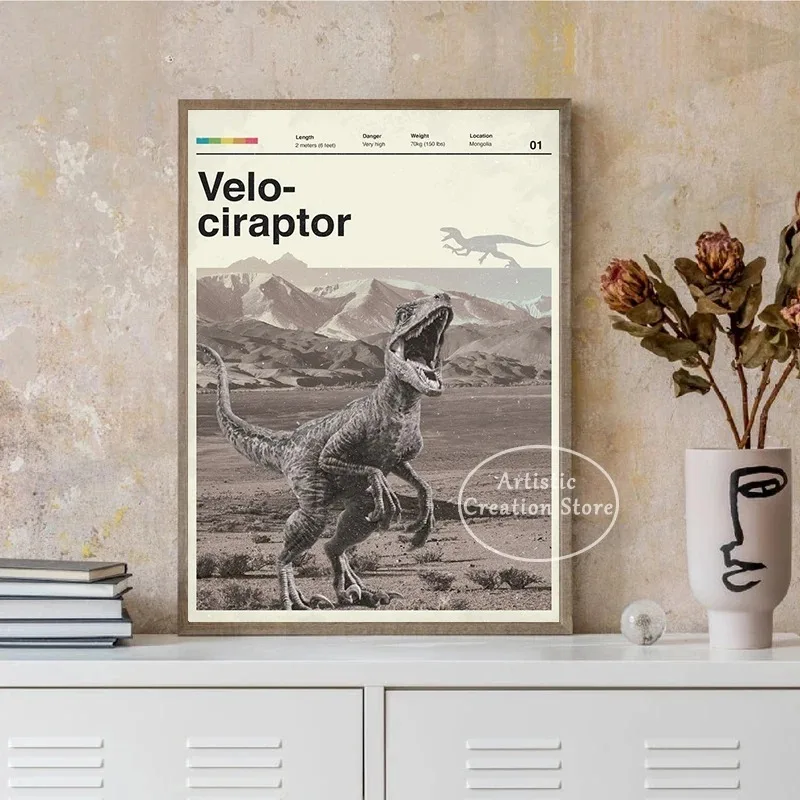 Ретро динозавры иллюстрации постеры Холст Картина Pteranodon Mosasaurus Triceratops древние