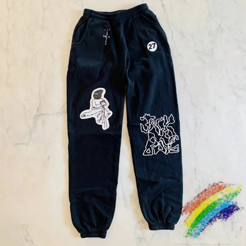 

Travis Scott Astroworld Cactus Jack Mask On Sweatpants Women Men 1:1 High Quality Pants Drawstring Joggers Sweatpants
