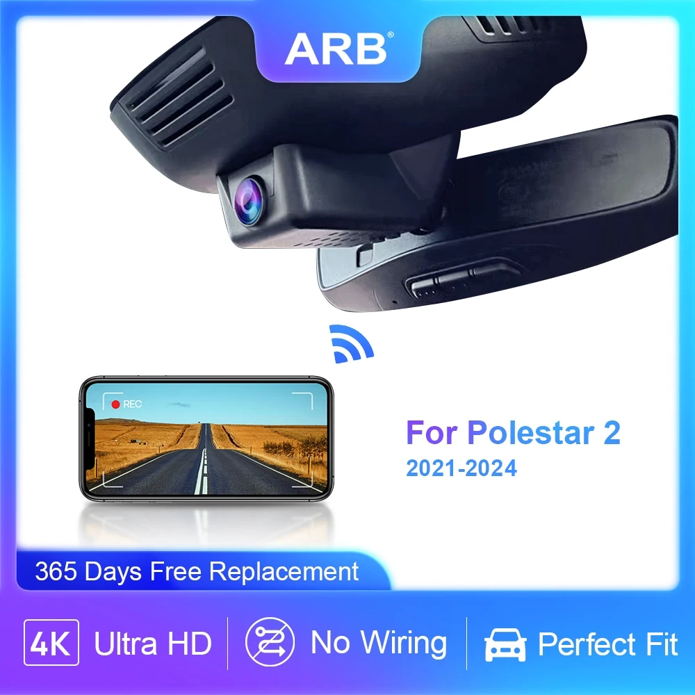 

Dash Cam for Polestar 2 2021 2022 2023 2024, ARB 4K 2160P Perfet OEM Style Car DVR Control by APP WIFI Connection Loop Recoding