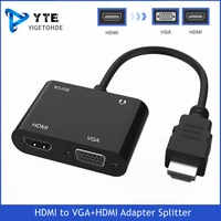 yigetohde hdmi compatible to vgahdmi 1080p hdmi to vgahdmi adapter splitter for computer desktop laptop monitor projector hdtv