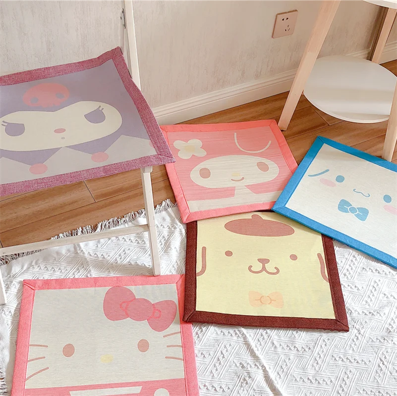 

Kawaii Sanrioed Anime Cartoon series Kuromi mymelody Cinnamoroll cute fashion girl heart Summer Large Ice Silk Chair Cushion