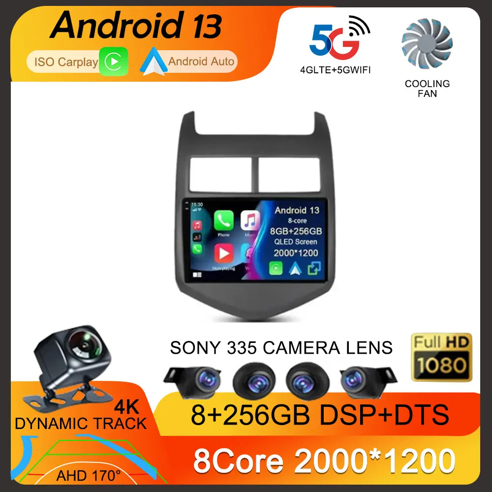 Автомагнитола Carplay 2DIN на Android 13 для Chevrolet Aveo 2 Sonic T300 2011 2012 2013 2014 2015 мультимедийный