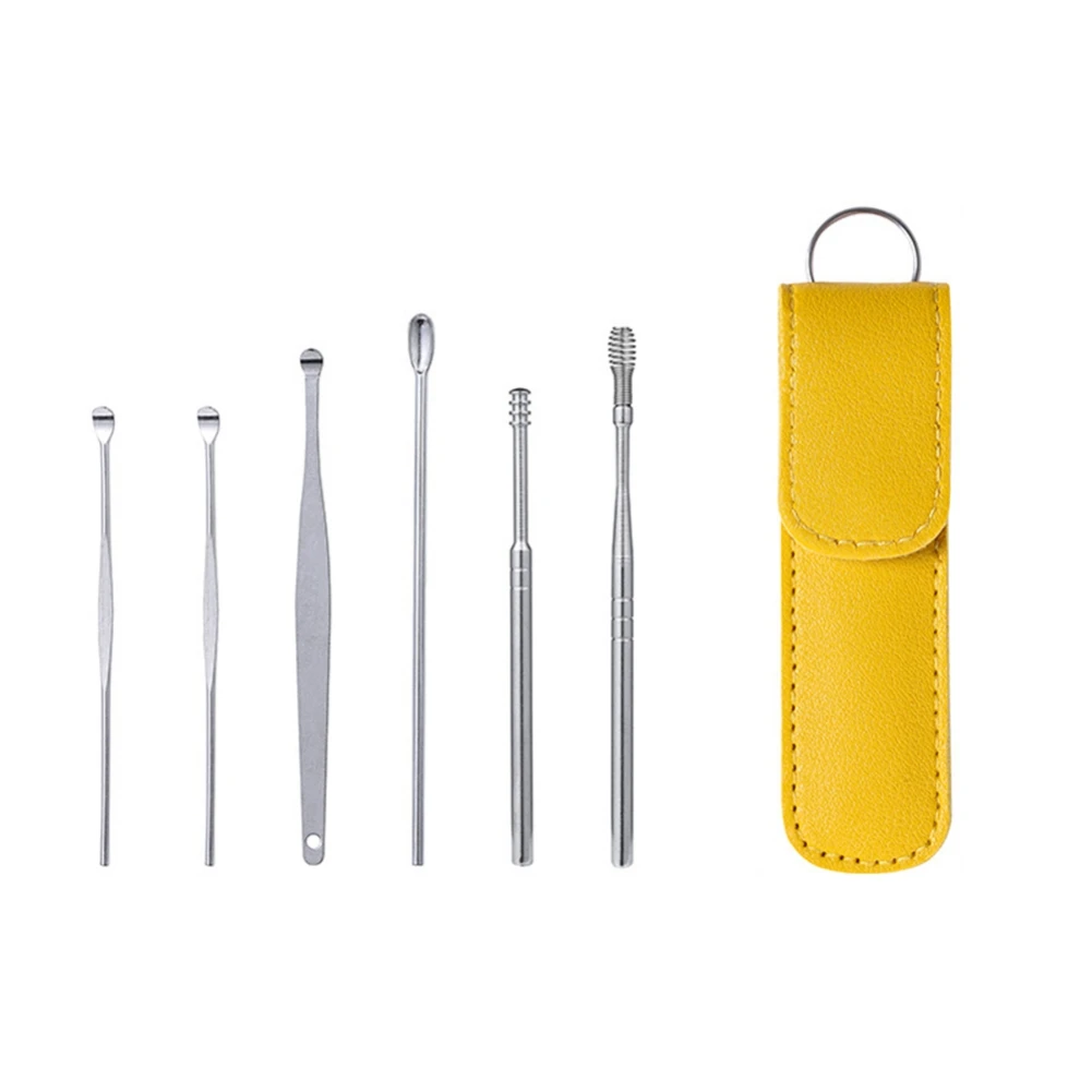 

Outdoor 6PCS Ear Cleaner Wax Removal Tool Cleaning Ear Cleanser Spoon with Storage Bag