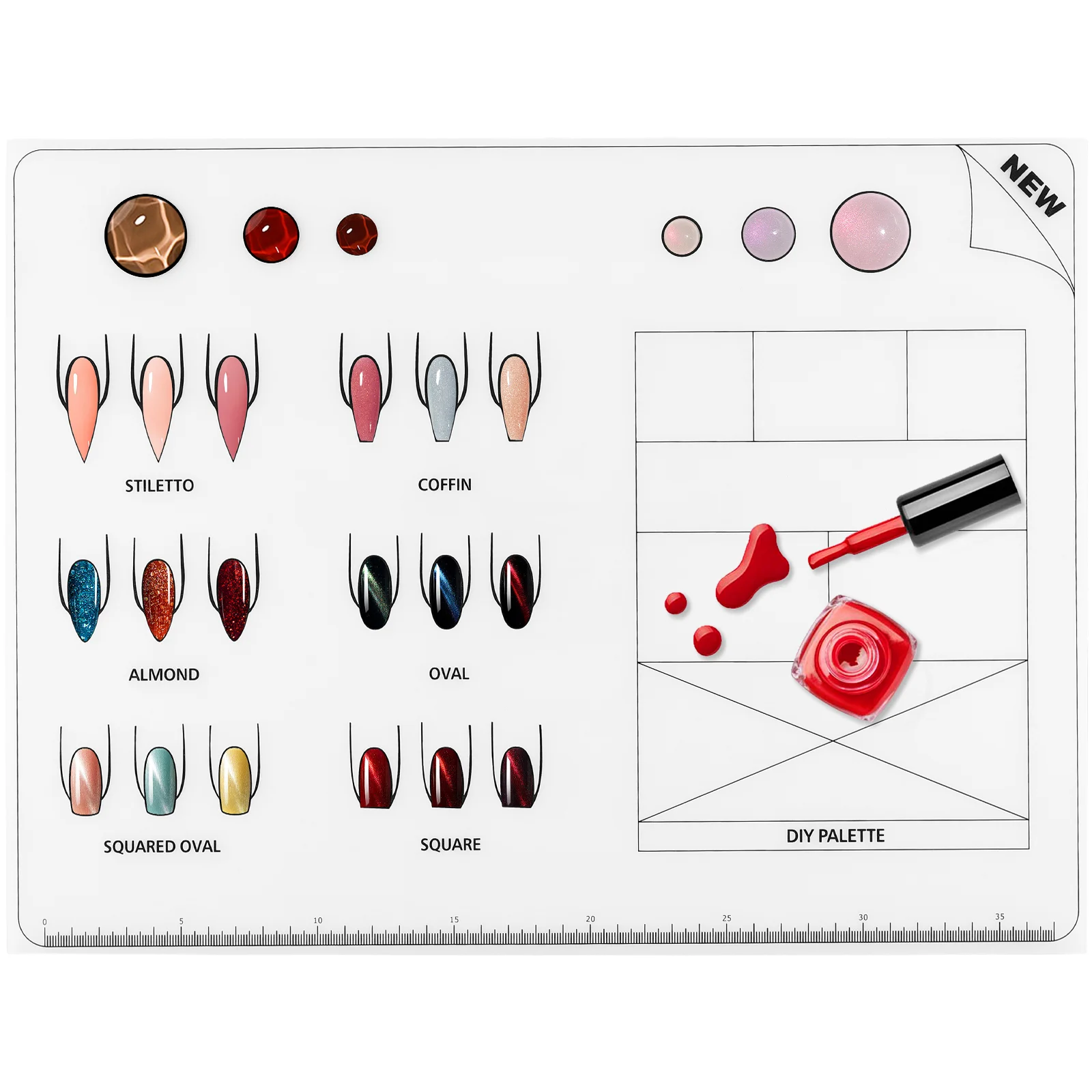 

Nail Coloring Pad Acrylic Manicure Mat Training Tools Printing Practice Silica Gel Polish