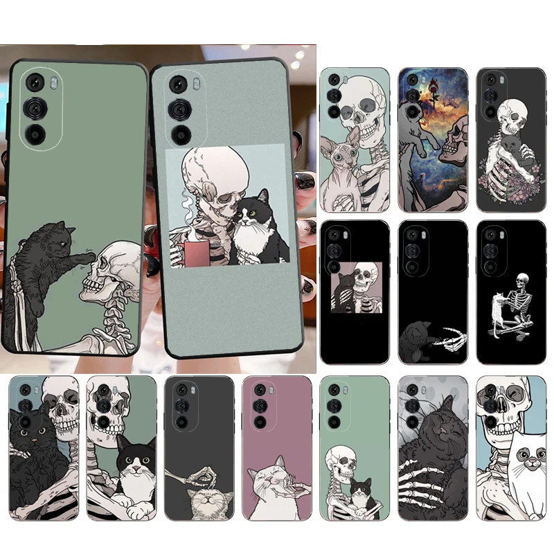 

Skeleton Cat Phone Case for Moto E22i E22 E32 E40 E20 Edge X30 20 Lite 20Pro 30 Neo Ultra Fusion E7Power E7 E6 Plus Funda