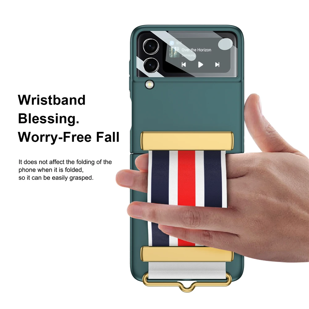 

Роскошный Матовый чехол с полосой для Samsung Galaxy Z, флип-чехол 3 дюйма, защитная пленка для экрана с защитой от падения, ударопрочный чехол