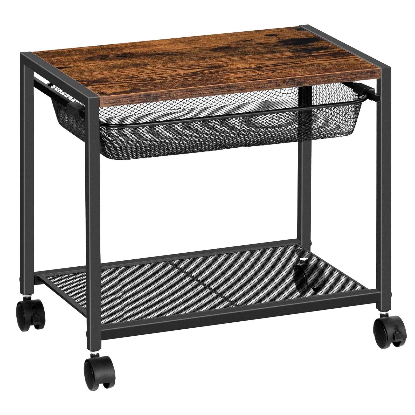 

HOOBRO Printer Stand Industrial Under Desk Printer Cart with Storage Rack Shelf 2-Tier Mobile Printer Table on Wheels For Office